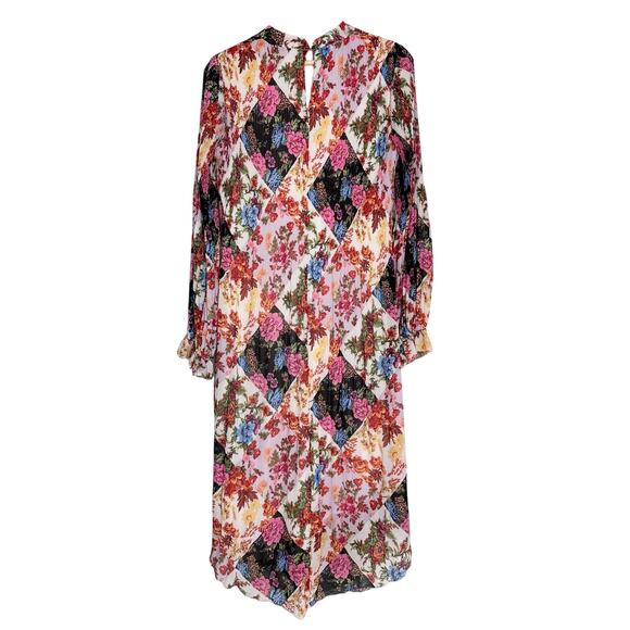 Anthropologie Maeve Shara Pleated Midi Dress Floral Modest | Pink White | SZ S - Picture 5 of 15